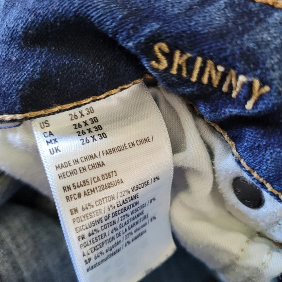 American Eagle Flex4 360 Skinny Dark Wash Jeans Size Men's 26x30 - Picture 10 of 10